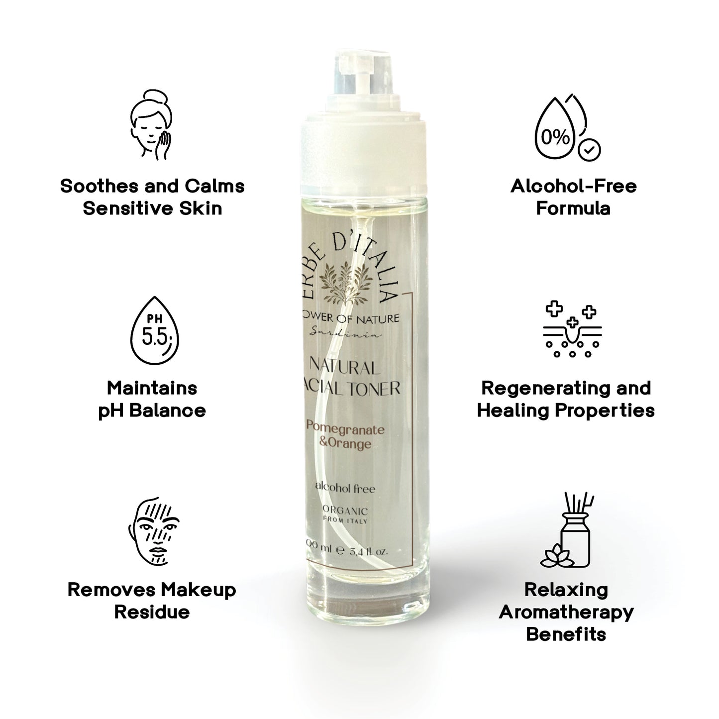 Natural Facial Toner with Pomegranate and Orange, 50 ml