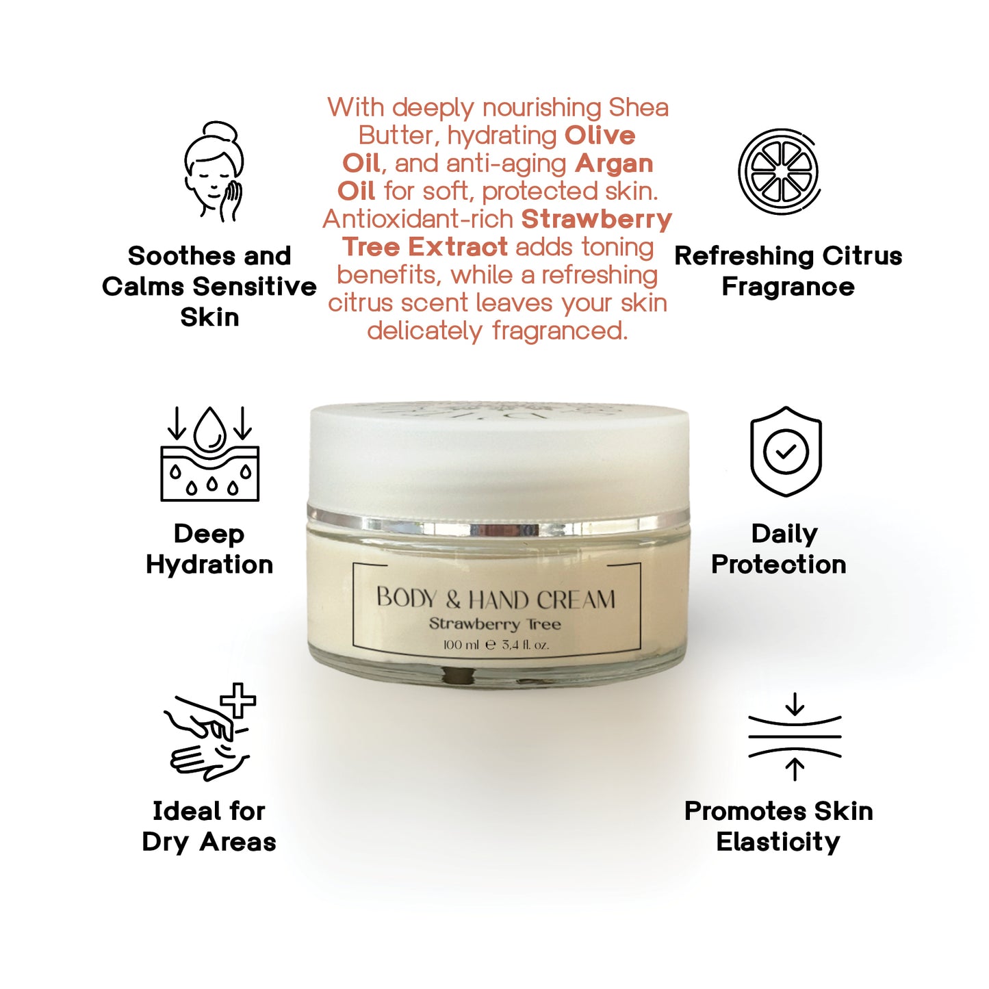 Italy Gift Set: Strawberry Tree Body Wash, Body Cream & Vanilla Lip Balm | Deep Hydration | Organic Ingredients | Teacher care Package