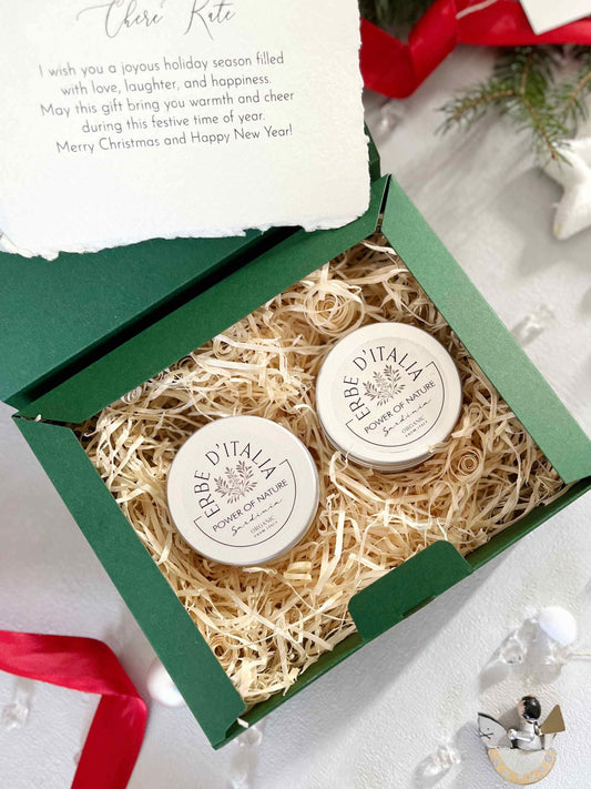 Holiday Hand & Foot Care Set | Shea Butter Foot Balm and Hand Cream | Personalized Skincare Gift | Organic Italian Cosmetic | Christmas Gift