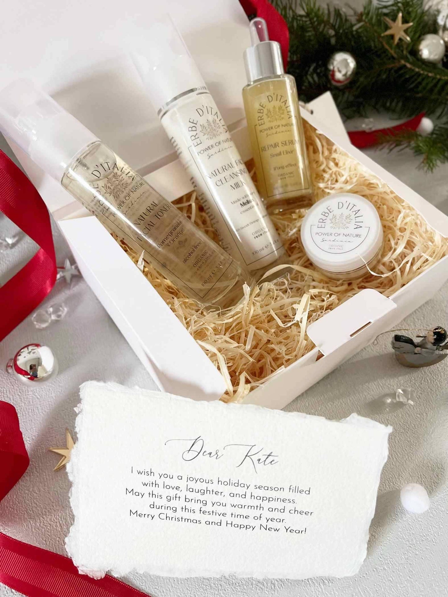 Organic Skincare Gift Set | Facial Cleanser, Toner, Snail Serum, Face Cream | Acne-Prone & Sensitive Skin Care Set | Relaxation Gift Box